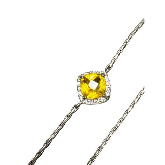 Monet Vintage Signed Women 15.5" Long Silver Tone Chain Necklace Station Gems - Picture 7 of 8